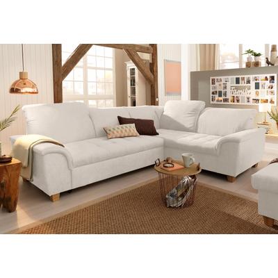 Ecksofa HOME AFFAIRE "Lyla L-Form", beige (natur), B:275cm H:81cm T:214cm, Luxus-Microfaser Lederoptik (100% Polyester), Microfaser PRIMABELLE (100% Polyester), Feinstruktur weich (100% Polyester), Sofas, wahlweise mit Rückenfunktion und Bettfunktion Image