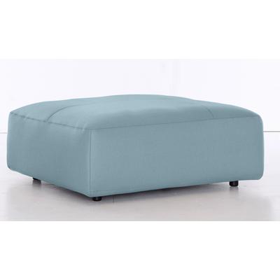 Hocker MUSTERRING "LUCIA", blau (light blau floris), B:120cm H:43cm T:120cm, Flachgewebe VALMONT (60% Baumwolle/40% Leinen), Leder PURO, pigmentiertes Leder, Microfaser CRONA (100% Polyester), Flachgewebe FLORIS (100% Polyester), Leder BAX,... Image