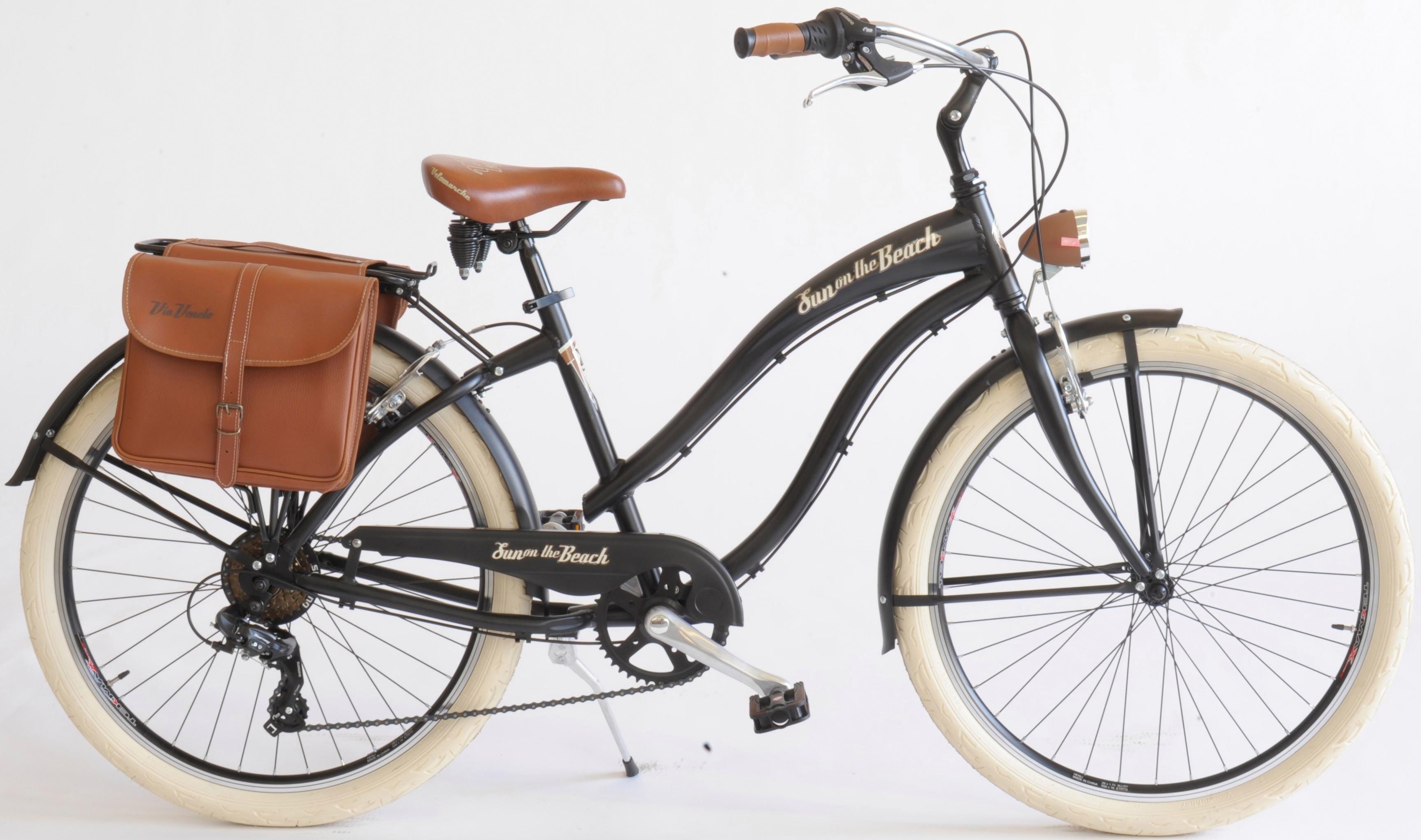 Cruiser "CRUISER Sun on the beach LADY" Gr. 43, schwarz (schwarz, schwarz), VENICE - I LOVE ITALY, Fahrräder, 43cm, 26 Zoll (66,04cm), für Damen, Kettenschaltung Image