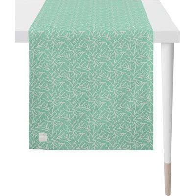 Tischläufer APELT "3970 Outdoor, Sommerdeko, Sommer", grün (mint, creme), B:46cm L:135cm, Polyester, Tischdecken, Jacquardgewebe