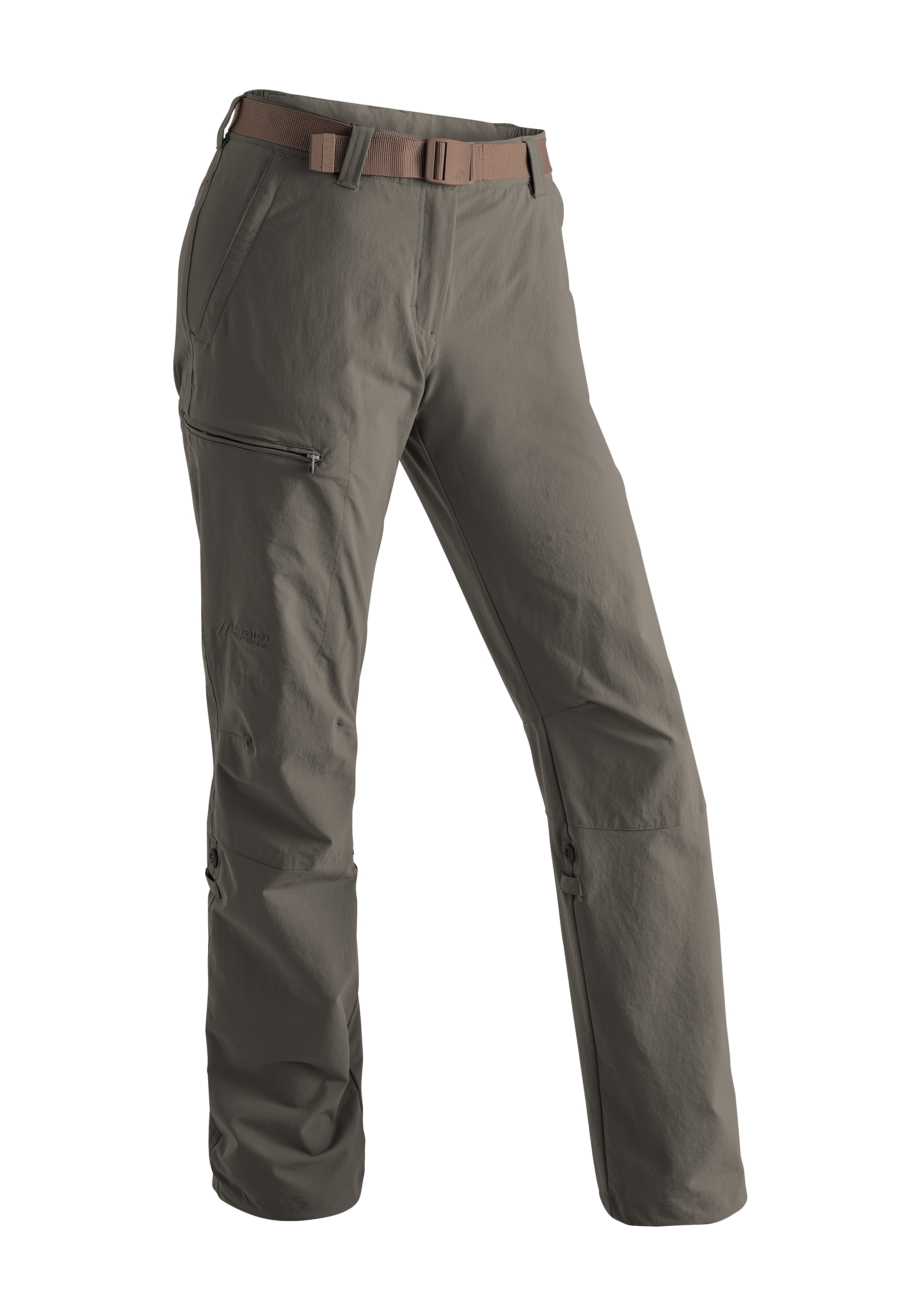 Funktionshose MAIER SPORTS "Lulaka", Damen, Gr. 72, Langgrößen, braun (schlamm), 90% Polyamid, 10% Elasthan, Hosen, Damen Wanderhose, atmungsaktive Outdoor-Hose mit Roll up Funktion Image