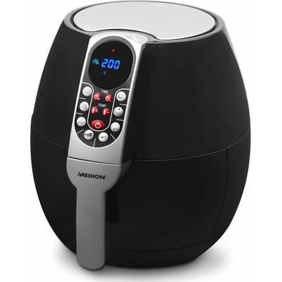 MEDION Heissluftfritteuse "MD17320", schwarz, H:34cm Ø:31cm, Fritteusen, 8 praktische Automatikprogramme Image