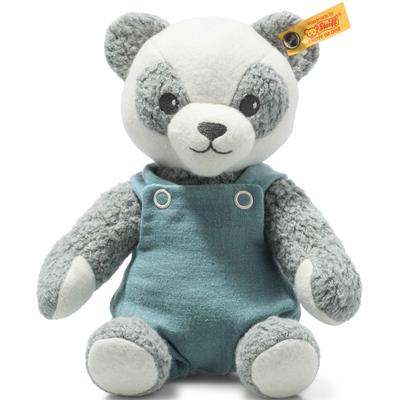 Kuscheltier STEIFF "Paco Panda" Plüschfiguren grau (grau, petrol) Kinder Altersempfehlung GOTS organic, zertifiziert durch BCS 35014; aus recyceltem Material