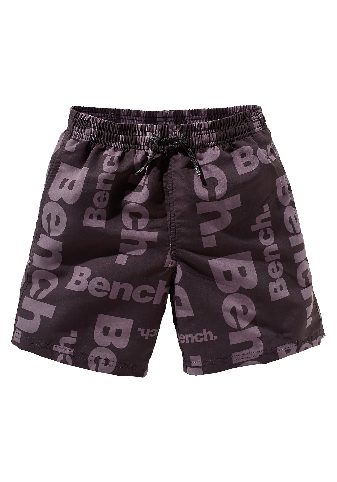 Badeshorts BENCH., Kinder, Gr. 122/128, N-Gr, schwarz, Microfaser, Polyester, unifarben, Badehosen, mit allover Logodruck Image