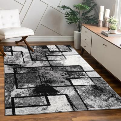 Teppich PACO HOME "Mondial 101", grau, B:240cm H:13mm L:340cm, Polypropylen (PP), Teppiche, Kurzflor, modernes abstraktes Design Image