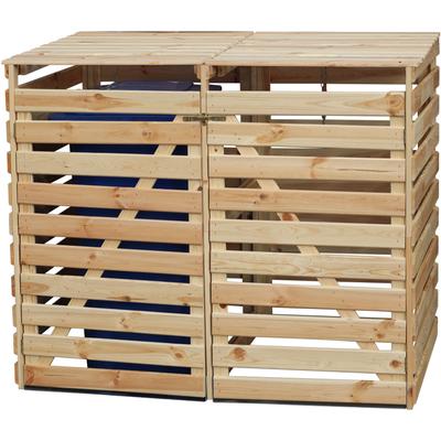 Mülltonnenbox PROMADINO "Vario V", braun (holzfarben), B:148cm H:122cm T:92cm, Holz, Aufbewahrungsboxen, für 2 x 240 l, holzfarben