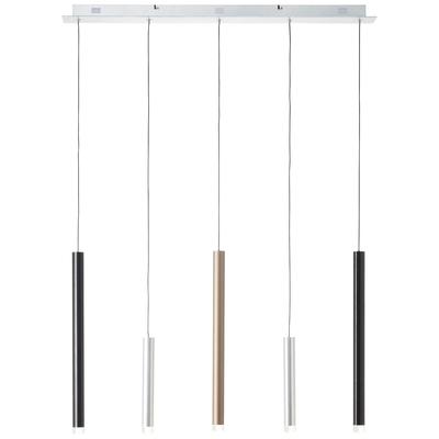 BRILLIANT Pendelleuchte "Cembalo", schwarz (alu, schwarz, braun), H: 120cm, Lampen, LED Hängelampe 5flg alu/schwarz/braun, Designerlampe Image