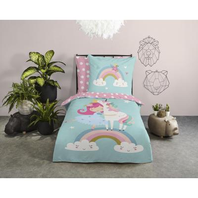 Kinderbettwäsche GOOD MORNING "Heaven", bunt (multi), B/L: 135cm x 200cm, , Renforcé, B/L: 80cm x 80cm, Renforcu00e9, Obermaterial: 100% Baumwolle, Bettwäsche, Baumwolle, 135x200, Reißverschluss, Wendeoptik, Kind, Mädchen, Einhorn Image