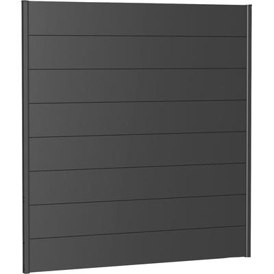 Sichtschutzelement BIOHORT, grau (dunkelgrau, metallic), H:182cm L:180cm, Stahlblech, Zaunelemente, 2 Führungsschienen mit 8 Metall-Paneelen, LxH: 180x182 cm Image