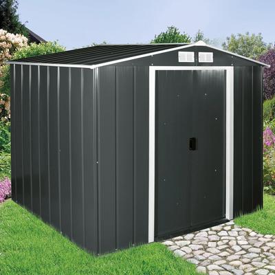 Gerätehaus DURAMAX "Eco 8x6", grau (anthrazit, weiß), Stahlblech, Gerätehäuser, Metall Image