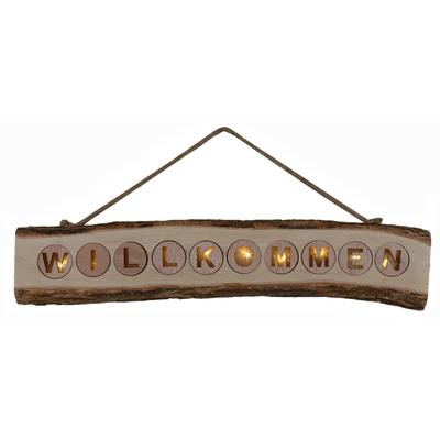 NÄVE LED Dekolicht "Willkommen", beige (natur), Ø 60cm H: 12cm, Lampen, Schriftzug "Willkommen", 2xAA Batterien, incl. Aufhängung/Jute Image