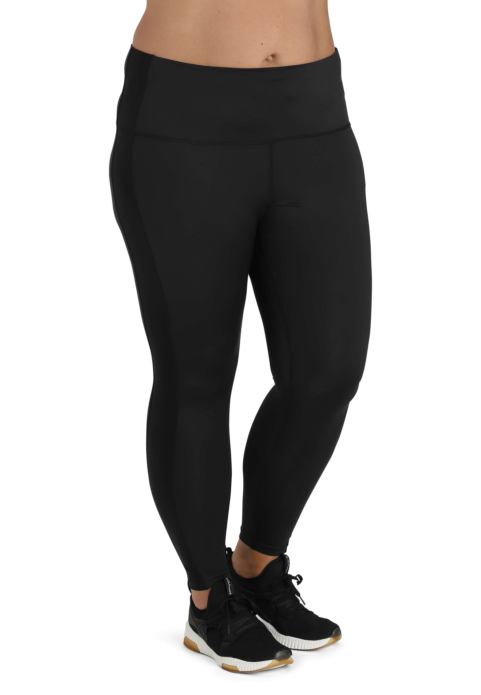 Lauftights Q BY ENDURANCE "ISABELLE", Damen, Gr. 52, EURO-Größen, schwarz, 94% Polyamid, 6% Elasthan, unifarben, lang, Hosen, in großen Großen verfügbar
