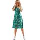 A-Linien-Kleid "Druck-Kleid" Gr. 50, Normalgrößen, grün (smaragd, gemustert) Damen Kleider A-Linien-Kleider