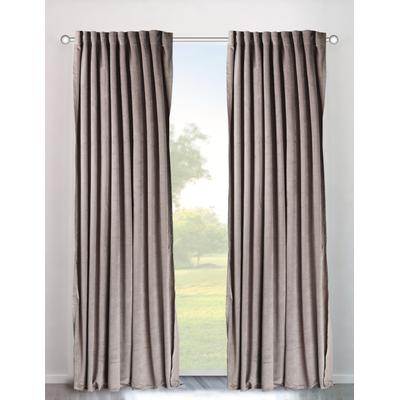 Vorhang MY HOME "Velvet uni" Gr. 4, beige (sand), B:140cm H:245cm, Polyester, Gardinen, Samt, 2-er Set, Vorhang, edel, einfarbig Image