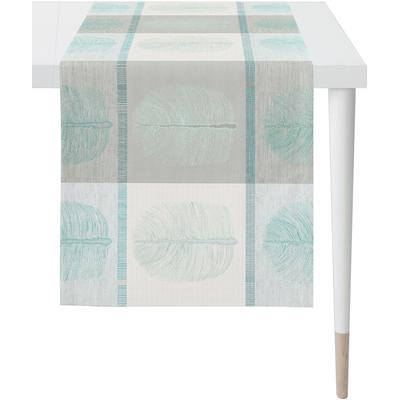 Tischläufer APELT "Vito, LOFT STYLE", blau (grau, weiß, türkis), B:44cm L:140cm, Polyester, Viskose, Tischdecken, Jacquardgewebe Image