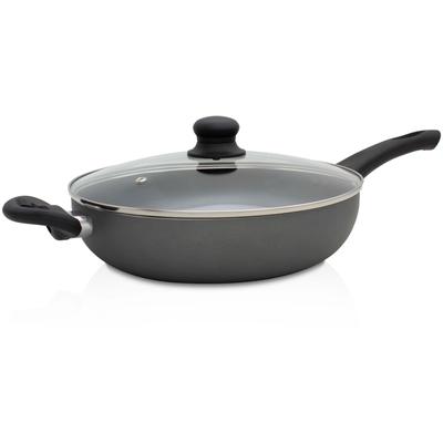 Bratpfanne KRÜGER "Aluminium Großraumpfanne Gourmet, 28 cm", grau (dunkelgrau), H:7cm Ø:28cm, Pfannen, für Induktions-Kochfelder geeignet