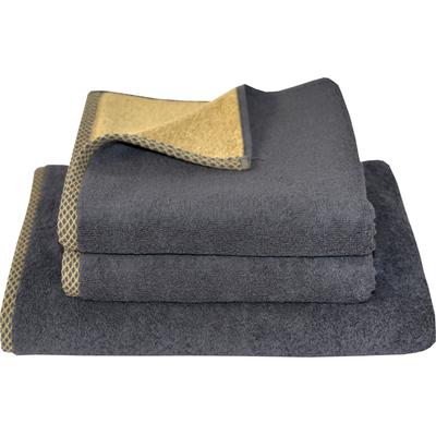 Handtuch Set DYCKHOFF "Golden Shades Rhomb", gold (goldfarben), 3 tlg., Walkfrottier, Obermaterial: 100% Baumwolle, Handtuch-Sets, 2 Handtücher (50x100cm), 1 Duschtuch (70x140cm) Image