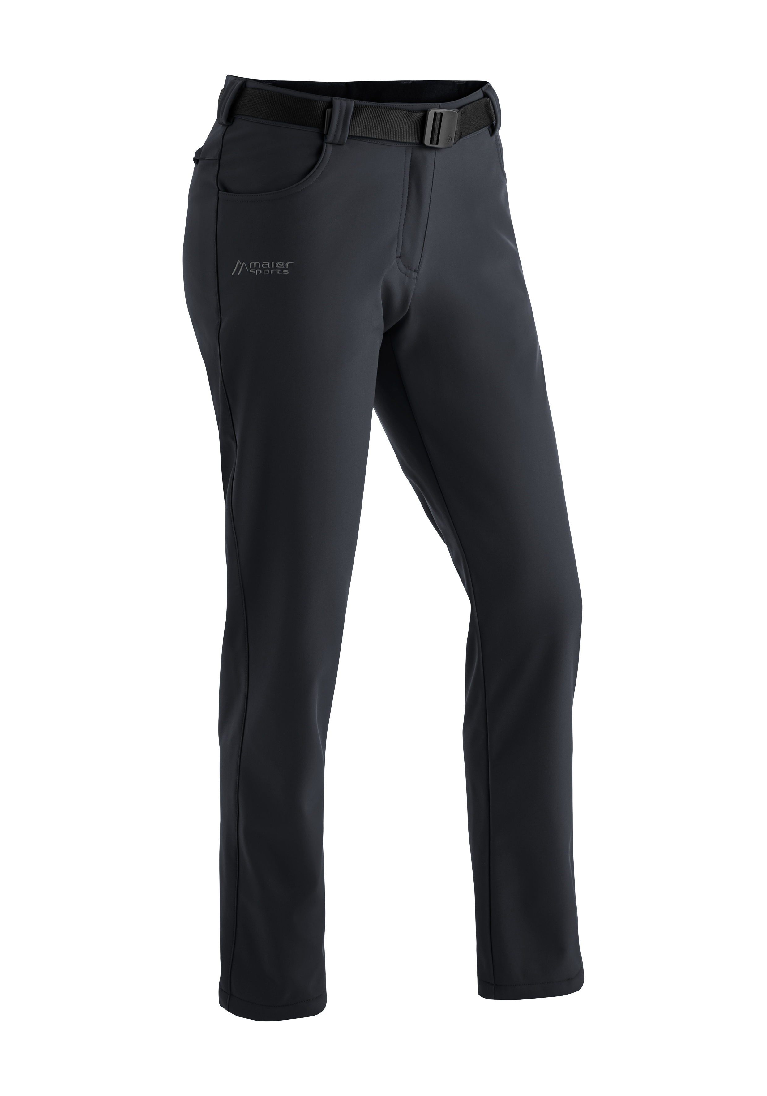 Funktionshose MAIER SPORTS "Perlit W", Damen, Gr. 21, Kurzgrößen, schwarz, Vorderseite: 92% Polyester, 8% Elasthan / Rückseite: 100% Polyester, Hosen, warme Damen Softshellhose, Winter Outdoorhose, winddicht, Regular Fit Image