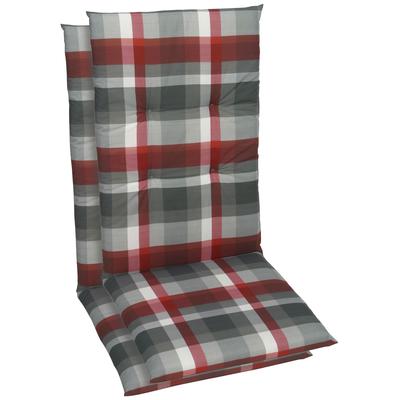 Sesselauflage GO-DE, rot (rot, grau), B:108cm H:3,5cm T:48cm, Bezug: 50% Baumwolle, 50% Polyester, Polsterauflagen