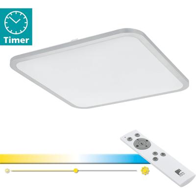 EGLO Deckenleuchte "COGOLETO", bunt (weiß, silberfarben), B:49cm H:6cm L:49cm, Lampen, Deckenlampe, Fernbedienung, Farbtemperaturwechsel, Nachtlicht, dimmbar, LED Panels Image