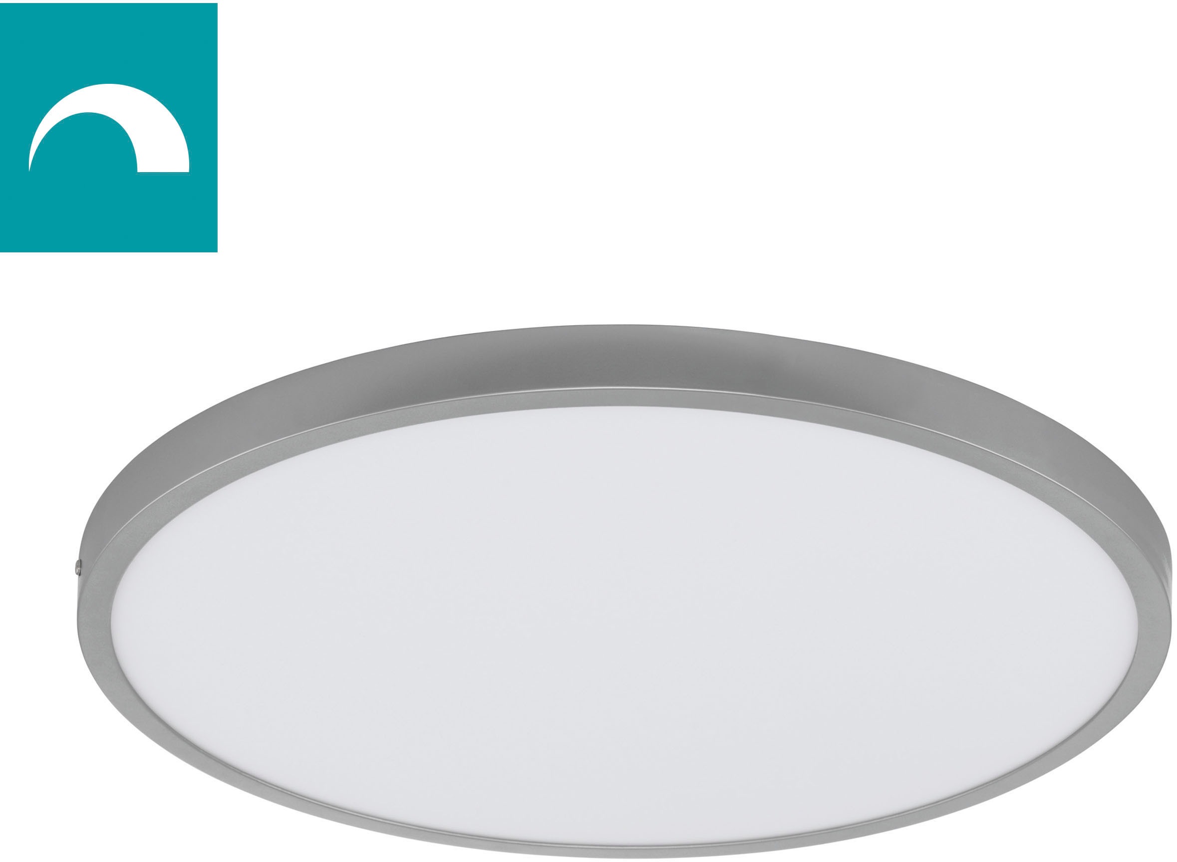 EGLO Aufbauleuchte "FUEVA 1", silber (silberfarben), 1, Ø 50 H: 3, 1, Leuchten, schlankes Design, nur 3 cm hoch, Durchm. 50 cm Image