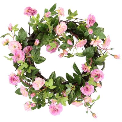 Kunstkranz I.GE.A. "Wildrosen", rosa (weiß, rosa), B:32cm H:8cm L:32cm, Kunstpflanzen, Rosenkranz, Türkranz, Rosenblüten Image