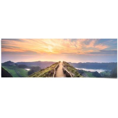 Poster REINDERS "Morgenröte Sonnenaufgang - Ausblick - Landschaft - Berge", bunt (farbe bild(er): mehrfarbig), B:158cm H:53cm, Papier, Bilder Image