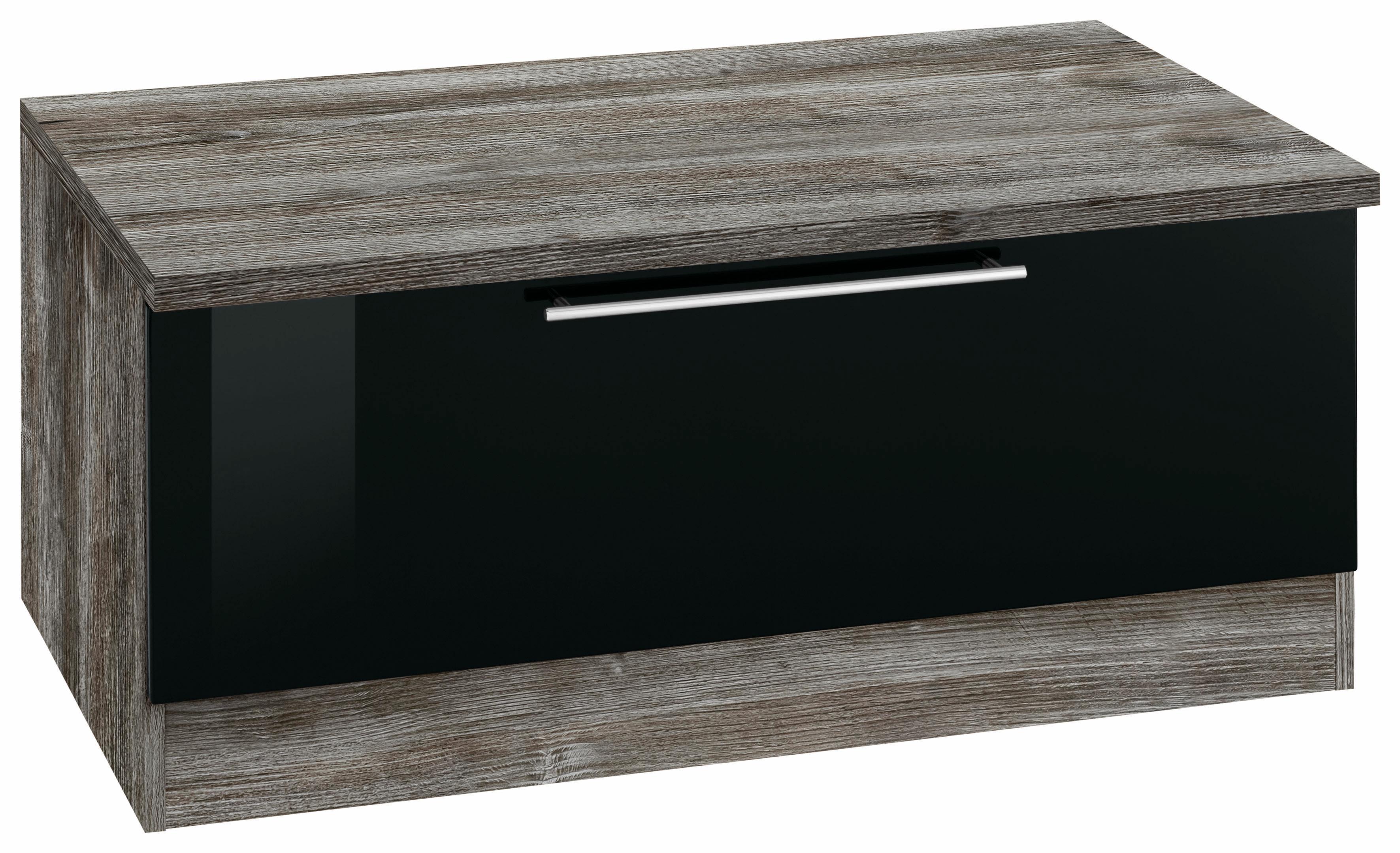 Sitzbank KOCHSTATION "KS-Samos", schwarz (schwarz hochglanz, eiche vintage), B:100cm H:47cm T:60cm, Sitzbänke, Sitzbank