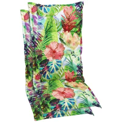 Sesselauflage GO-DE, grün (grün, rose), B:110cm H:7cm T:50cm, Obermaterial: 65% Polyester, 35% Baumwolle, Polsterauflagen