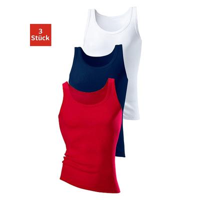 Tanktop H.I.S "Feinripp", Herren, Gr. 7, bunt (rot, weiß, marine), Feinripp, Obermaterial: 100% Baumwolle, unifarben, Basic, figurbetont, tiefer Rundhals, ohne Ärmel eingefasste Kante, Tops, ohne Seitennähte Image