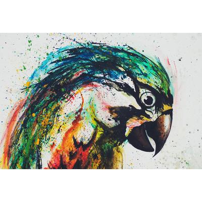 Fototapete LIVING WALLS "ARTist Parrot", bunt (blau, gelb, grau), B:4m L:2,7m, Vlies, Tapeten, Vlies, Wand, Schräge