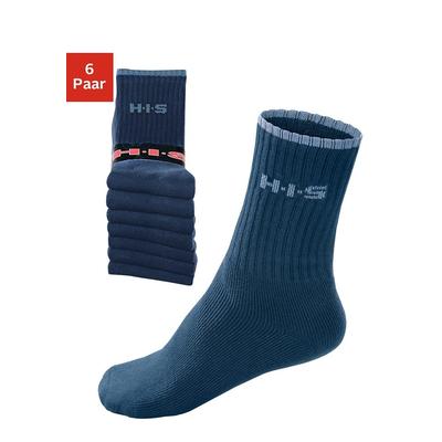 Sportsocken H.I.S, Damen, Gr. 35-38, blau (marine), Baumwollmischung, Rippstruktur, elastisch, Socken, mit Frottee & verstärkten Belastungszonen Image