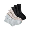 Socken WÄSCHEPUR Gr. 3/43, bunt (3 x schwarz, 2 beige, hellgrau) Damen Socken Socken, Strümpfe Strumpfhosen