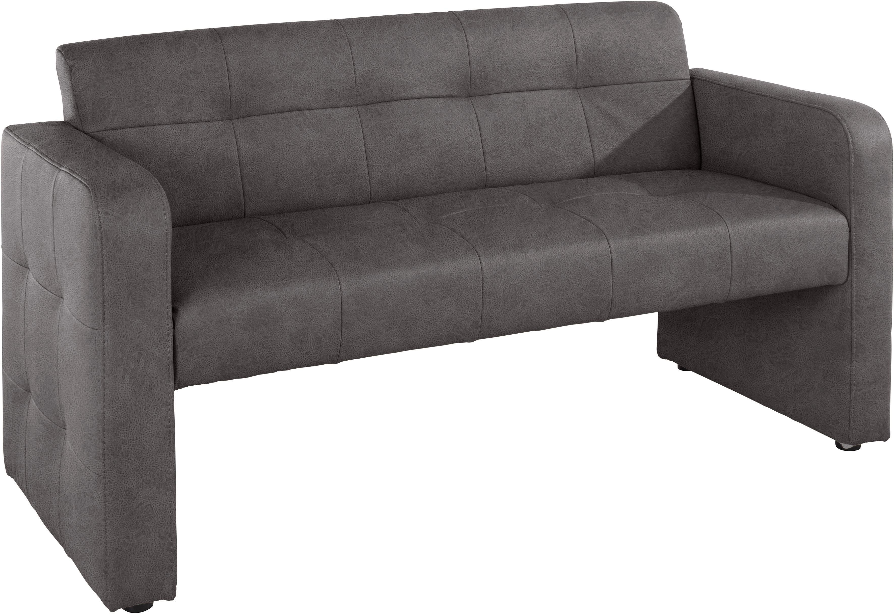 Polsterbank EXXPO - SOFA FASHION "Barista Küchensofa, Sitzhöhe 49cm, kompakte Stellmaße", grau (elephant), B:162cm H:82cm T:68cm, Microfaser (Zusammensetzung: 100% Polyester);Lederfaserstoff (Grundgewebe 41% Lederfaser, 39% Polyester, 20%...