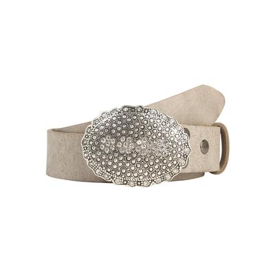 Ledergürtel, Damen, Gr. 120, grau (hellgrau), Leder, RETTUNGSRING BY SHOWROOM 019, unifarben, casual,modisch, Gürtel, mit austauschbarer Schließe »Oval Nieten Mit Strass« Image