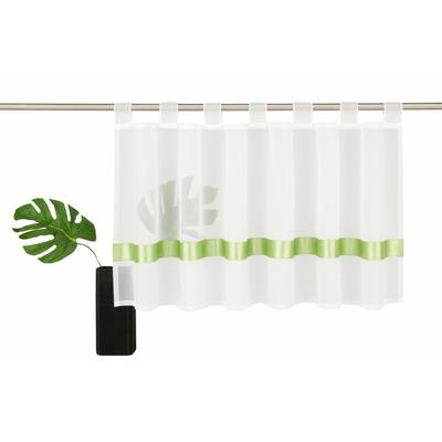 Scheibengardine MY HOME "EBY" Gr. 3, grün, B:90cm H:45cm, Voile, Polyester, Gardinen, Fertiggardine, mit einseitig aufgenähtem Satinband, Querstreifen Image