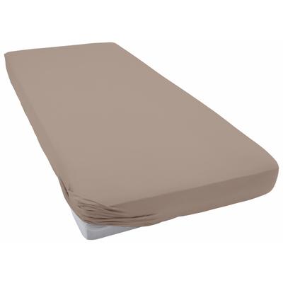 Spannbettlaken CINDERELLA "Spannbettlaken (bis 25 cm)", grau (taupe), B:80-100cm L:200-220cm, Jersey, Obermaterial: 100% Baumwolle, Laken, Elastizität für ein glatt bezogenes Bett Image