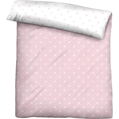 "Wendebettbezug BIBERNA ""Mix & Match in Größe 135x200 oder 155x220 cm"" Bettbezüge Gr. B/L: 200 cm x 200 cm, rosa (rosa, sterne) Mako-Satin-Bettwäsche"