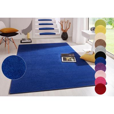 Teppich HANSE HOME "Fancy" Gr. 31, blau, B:133cm H:7mm L:195cm, Kunstfaser, Teppiche, Kurzflor, Läufer, uni, gekettelt, Wohnzimmer, Schlafzimmer, Esszimmer Image