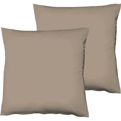 Kissenbezüge FLEURESSE "Colours", grau (taupe), B:80cm L:80cm, Interlock-Jersey, Obermaterial: 100% Baumwolle, Kissenbezüge, edler, bügelfreier Interlock-Jersey aus 100% Baumwolle Image