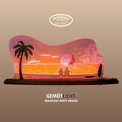 WEIGLA LED Dekolicht "Südsee, Holz & Acrylglas, ROT-NATUR-BRAUN", rot, H: 20cm, Lampen, Erzgebirge garantiert, Dekolampe für Innen, Dekoleuchte Image