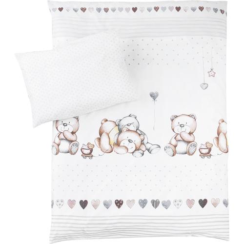 Julius Zöllner Kinderbettwäsche Schmusebär, (2 tlg.), mit Teddybären weiß Bettwäsche nach Material Bettwäsche, Bettlaken und Betttücher
