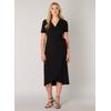 Wickelkleid BASE LEVEL "Yvie", Damen, Gr. 44, N-Gr, schwarz, Jersey, Obermaterial: 94% Viskose, 6% Elasthan, unifarben, feminin, figurumspielend ca. Mitte Wade, V-Ausschnitt, Kurzarm abgesteppt, Kleider, In bequemer, elastischer Qualität