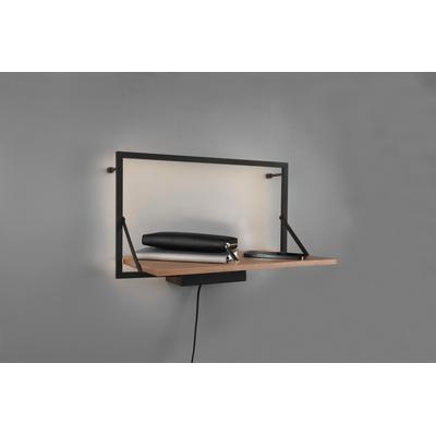 Ablageregal MIRRORS AND MORE "Leonie", schwarz, B:50cm H:30cm T:30cm, Holz, Metall, Regale, mit integriertem LED Backlig