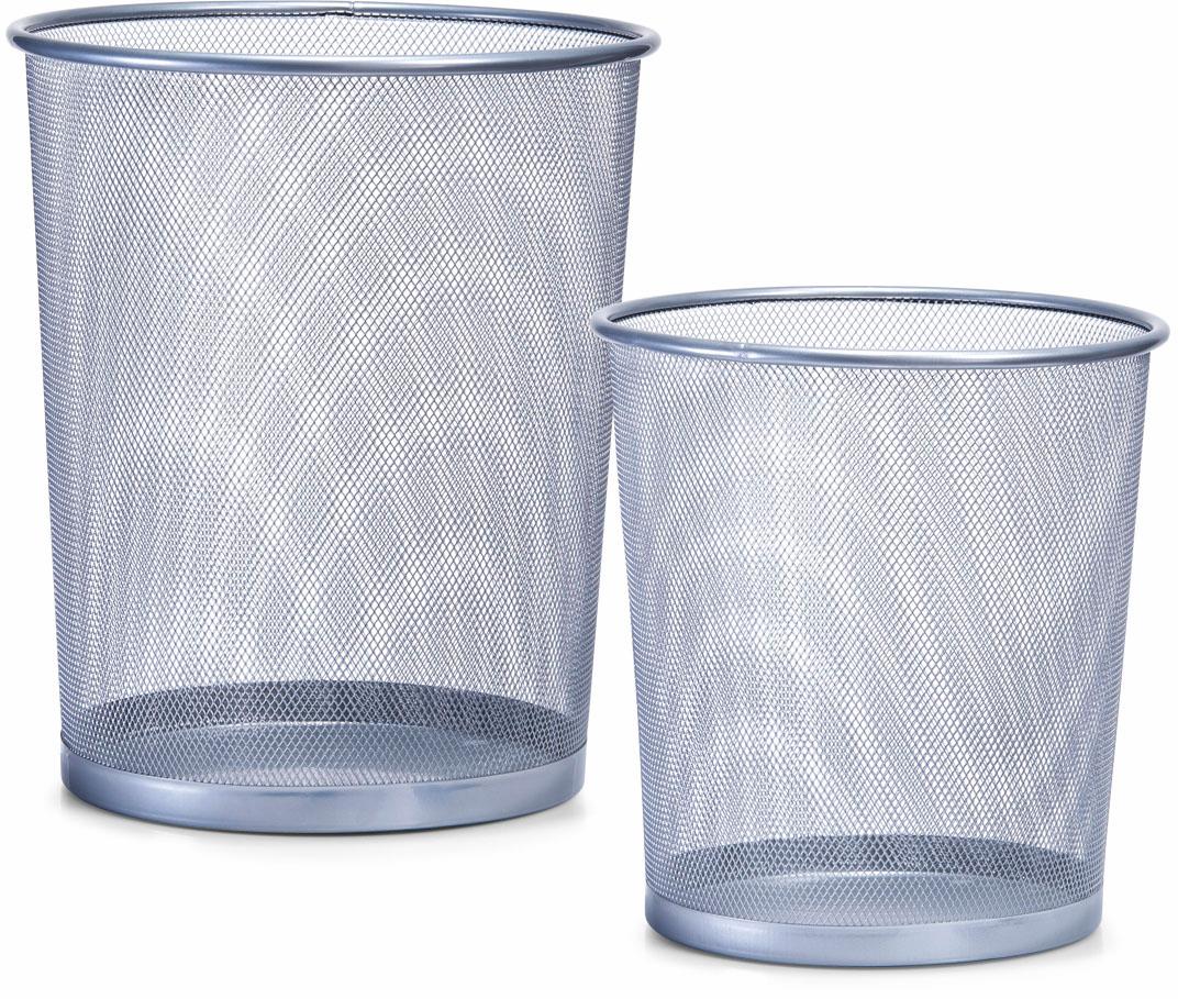 Papierkorb ZELLER PRESENT, grau, H:35cm Ø:29,5cm, Metall, Mülleimer, zeitloses Design