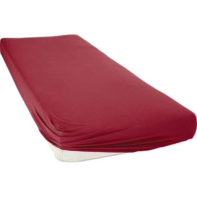 Spannbettlaken BELLANA "bellana premiumstretch", rot (bordeaux), B:180-200cm L:200-220cm, Mako-Jersey, Obermaterial: 95% Baumwolle, 5% Elasthan, Laken, super elastisch Image