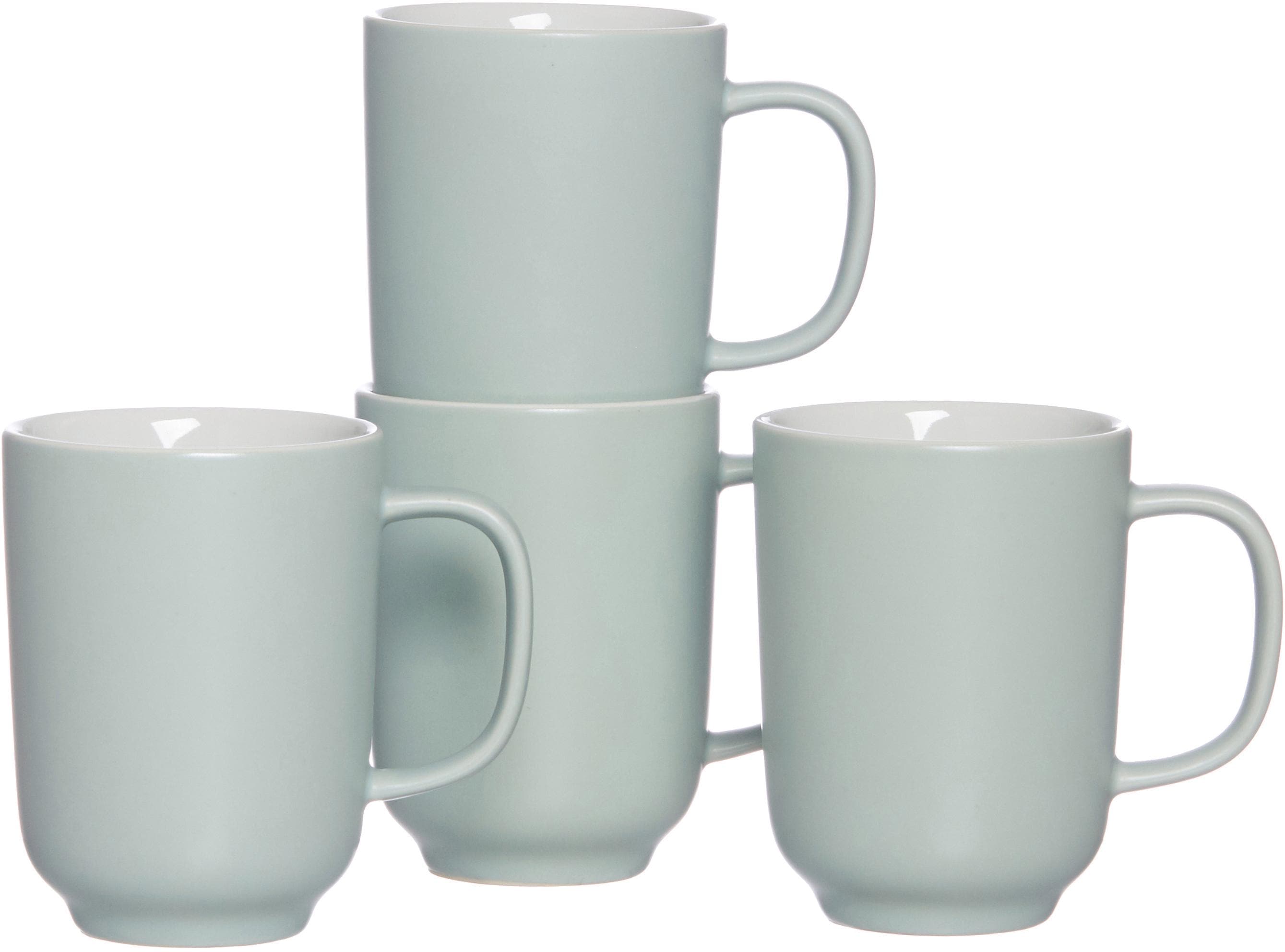 Becher RITZENHOFF & BREKER "Jasper", grün (hellmint), H:10cm, Steinzeug, Trinkgefäße, 4-teilig Image