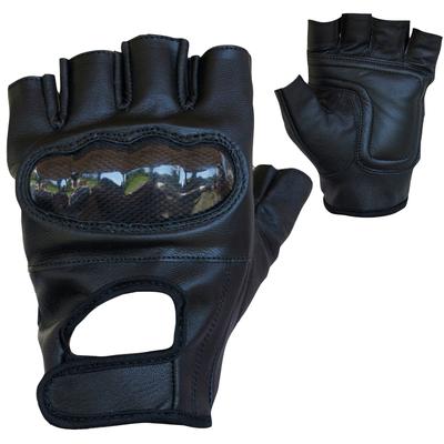 Motorradhandschuhe PROANTI Handschuhe Gr. L, schwarz fingerlose Chopper-Handschuhe aus Leder mit Protektor