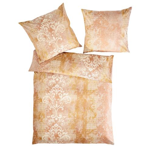 Bettwäsche HEINE HOME WITT-PBK-Bettwäsche-temporär Gr. B/L: 135 cm x 200 cm, 2 tlg., Mako-Satin, B/L: 80 cm x 80 cm, beige (terracotta, beige) Bettwäsche-Set Mako-Satin-Bettwäsche
