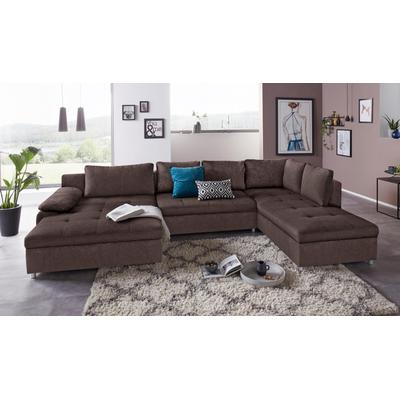Wohnlandschaft SIT & MORE "Labene U-Form", braun, B:346cm H:82cm T:90cm, Struktur fein (95% Polyester, 5% Polyamid), Luxus-Microfaser ALTARA NUBUCK (100% Polyester), Kunstleder SOFTLUX / Struktur (100% Polyester), Struktur (100% Polyester), Sofas,... Image